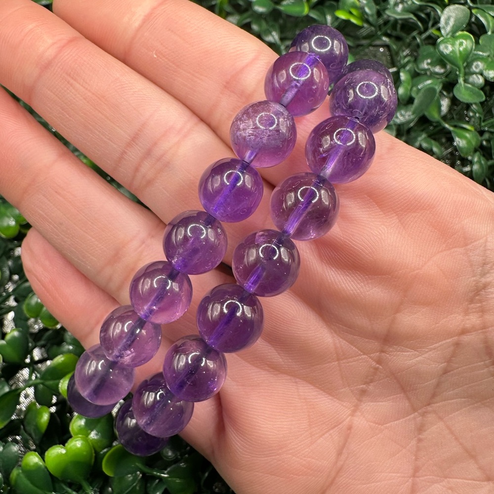 10mm Amethyst Beaded Bracelet